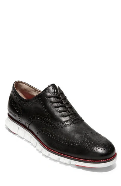 Shop Cole Haan 'zerogrand' Wingtip In Black Leather/ Optic White