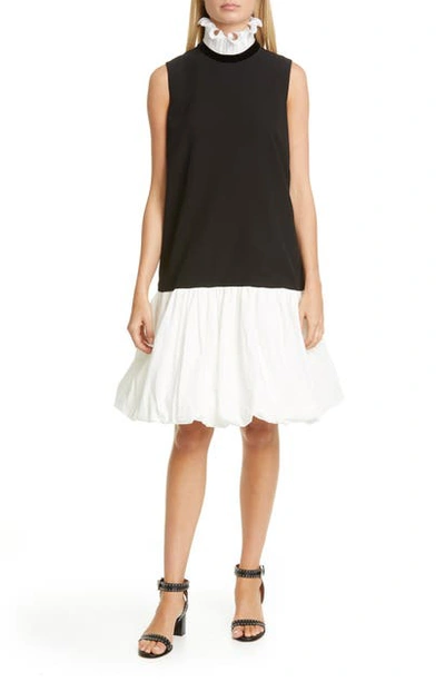 Shop Givenchy Frill Collar Balloon Hem Shift Dress In Black/ White