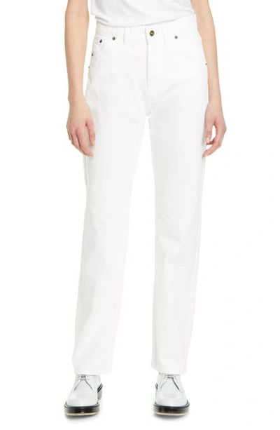 Shop Jacquemus High Waist Straight Leg Jeans In White