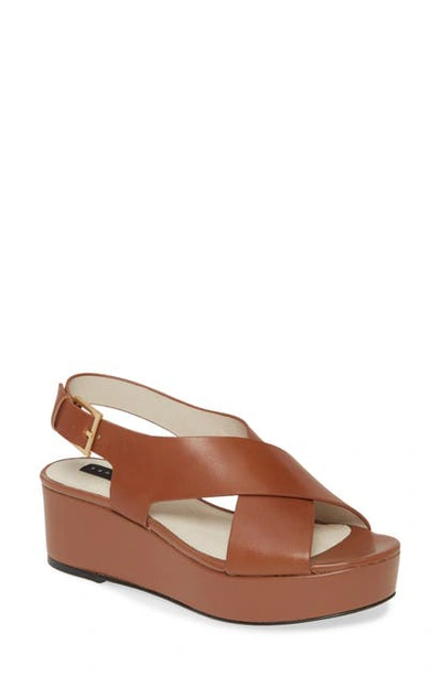 Shop Sanctuary Cruise Platform Sandal In Cognac Leather