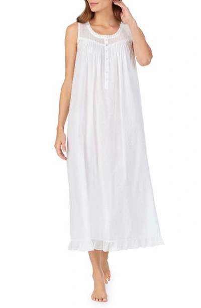 Shop Eileen West Swiss Dot Cotton Nightgown In Solid White