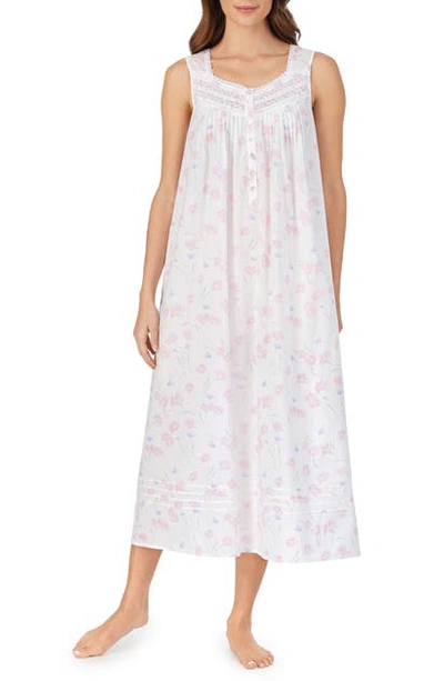 Shop Eileen West Ballet Cotton Nightgown In White Ground W/tossed Floral