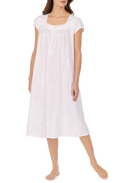 Shop Eileen West Ballet Cotton Nightgown In White Ground With Pink Scroll