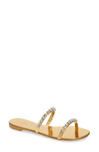 Shop Giuseppe Zanotti Star Double Band Slide Sandal In Gold