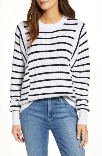 Shop Vineyard Vines Crewneck Stripe Sweater In White Cap