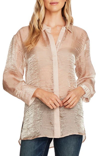 Shop Vince Camuto Gold Organza Shirt In Lt Stone