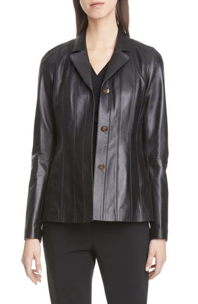 Shop Lafayette 148 Warrick Leather Jacket In Black