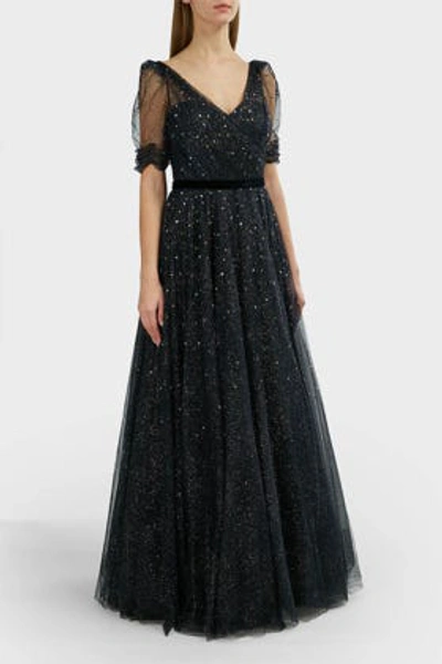 Shop Jenny Packham Lula Crystal Tulle Gown In Blue