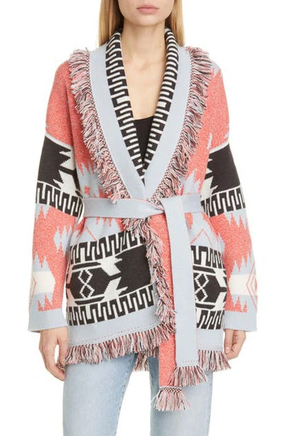 Shop Alanui Icon Jacquard Cashmere Cardigan In Navajo Orange