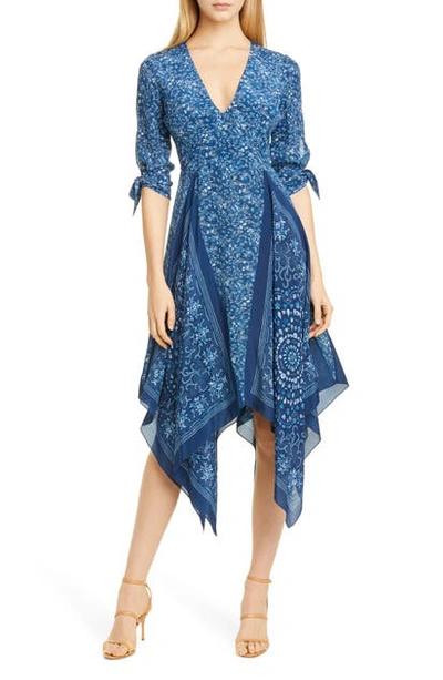 Shop Altuzarra Scarf Print Silk Dress In 100316 Deep Teal