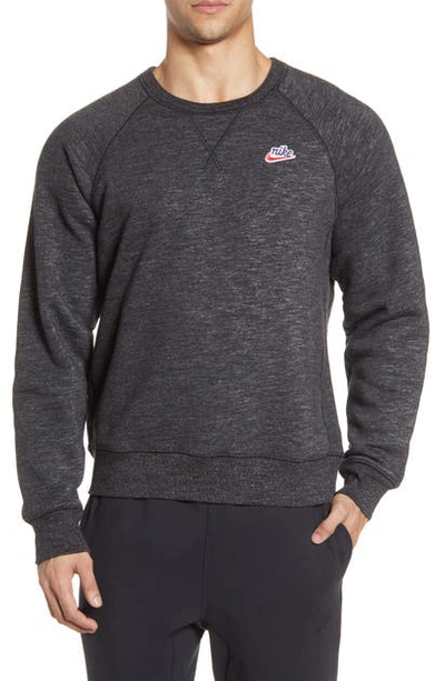 Shop Nike Sportswear Heritage Crewneck Sweatshirt In Black/ Heather