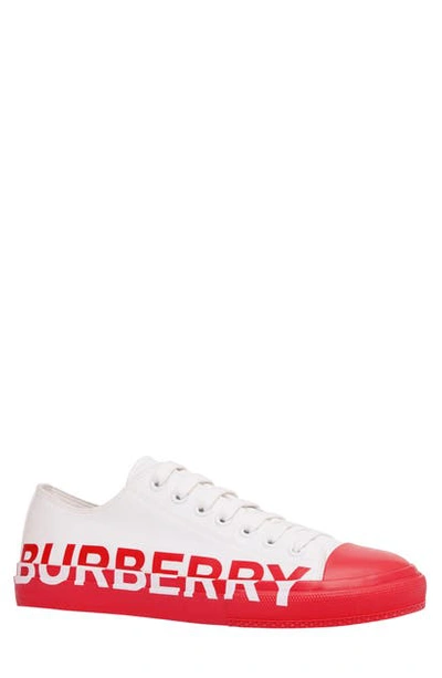 Shop Burberry Larkhall Graphic Logo Sneaker In Bright Red