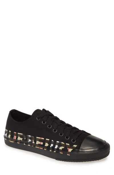 Shop Burberry Larkhall Graphic Logo Sneaker In Black / Optic White