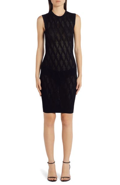 Shop Versace V-knit Body-con Sweater Dress In Black