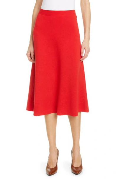 Shop Gucci A-line Wool Sweater Skirt In Red/ Ivory