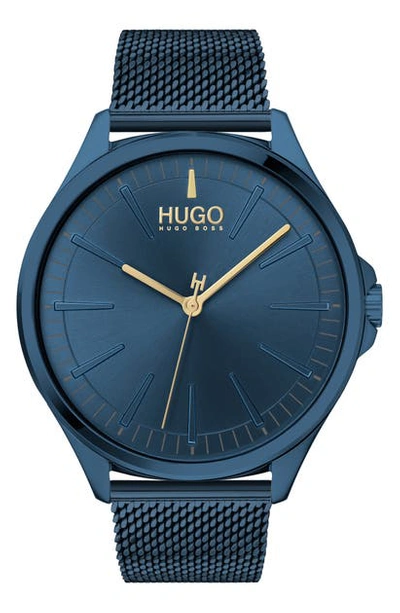 Shop Hugo Boss Hugo Smash Mesh Strap Watch, 43mm In Blue