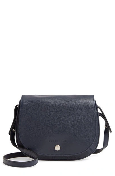 Shop Longchamp Small Le Foulonne Leather Crossbody Bag In Navy