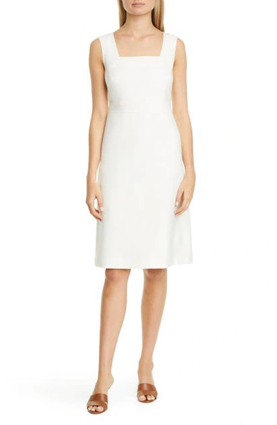 Shop Lafayette 148 Spencer Cotton, Wool & Silk Dress In Cloud Melange