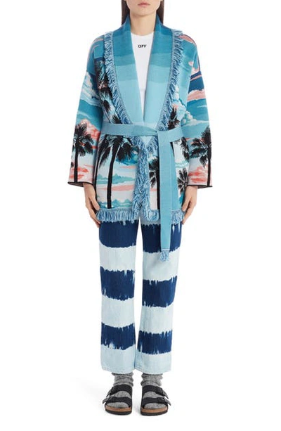 Shop Alanui Sunset Jacquard Wool & Silk Cardigan In Multicolor