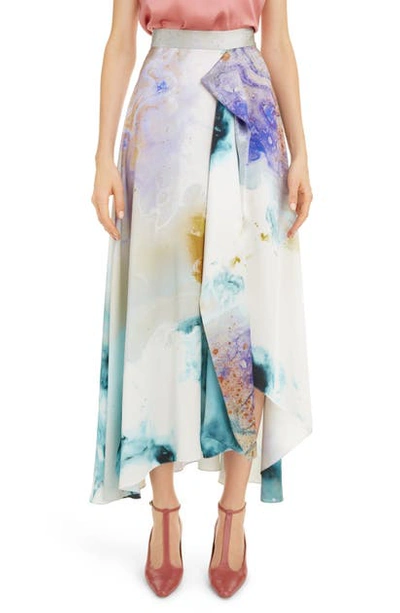 Shop Roksanda Watercolor Print Silk Maxi Skirt In Gold Explosion Print