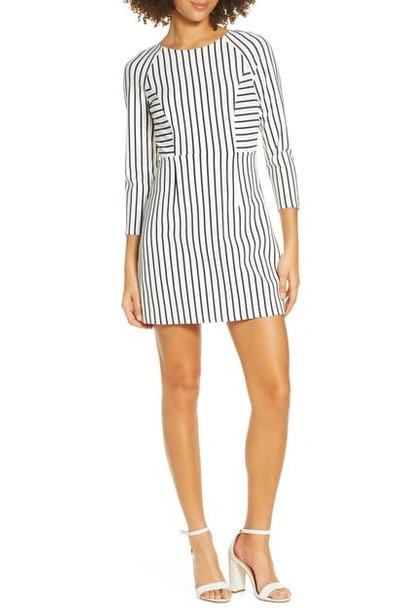 Shop Ali & Jay New Art Stripe Ponte Minidress In Ivorynavy