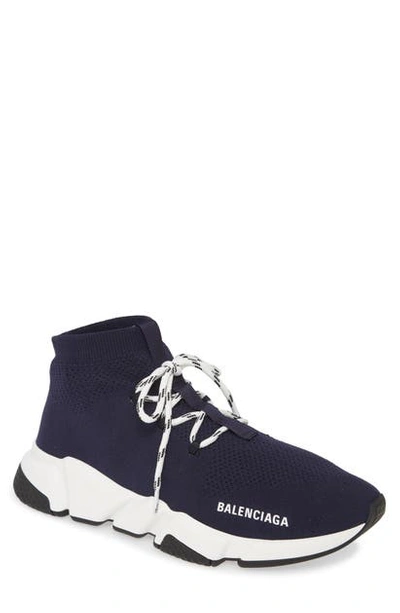 Shop Balenciaga Speed Sneaker In Navy / White / Black/ Navy