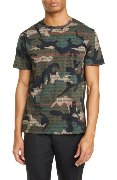 Shop Valentino Camoulove Graphic Tee In Army Green Multi