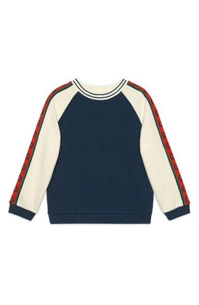 Shop Gucci Logo Stripe Sweatshirt In Prussian Blue