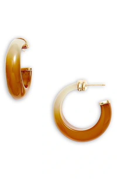 Shop Gas Bijoux Abalone Hoop Earrings In Ocre