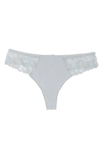 Shop Simone Perele 'delice' Embroidered Thong In Cloud