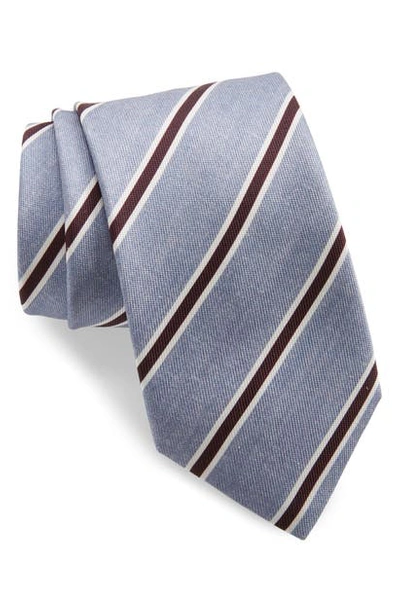 Shop Brioni Stripe Silk Tie In Sky/ Coffee