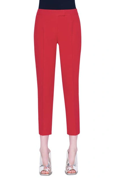 Shop Akris Punto Frankie Stretch Cotton Pants In Luminous Red