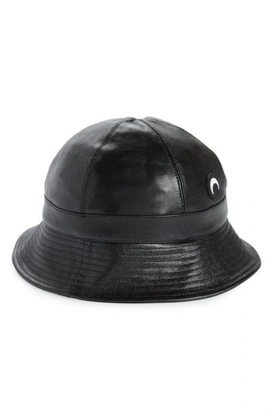 Shop Marine Serre Upcycled Leather Bucket Hat In Black