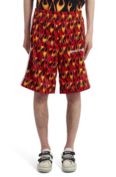 Shop Palm Angels Burning Swim Trunks In Black Multicolor