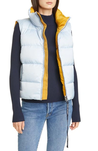 Shop Tory Sport Performance Reversible Down Vest In Sky / Spiced