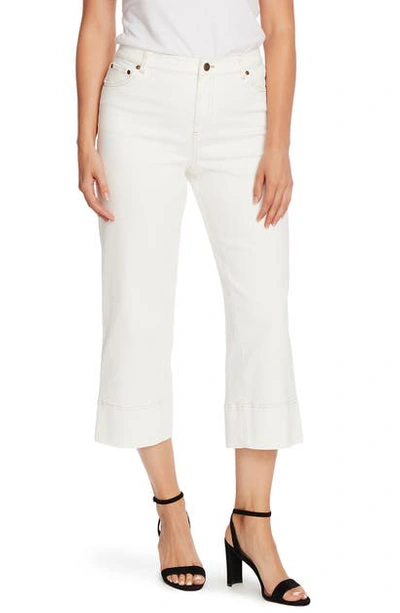 Shop Vince Camuto Wide Leg Stretch Cotton Twill Pants In Pearl Ivory