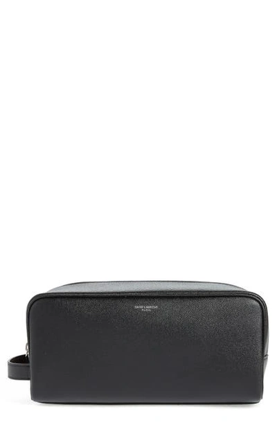 Shop Saint Laurent Leather Dopp Kit In Black