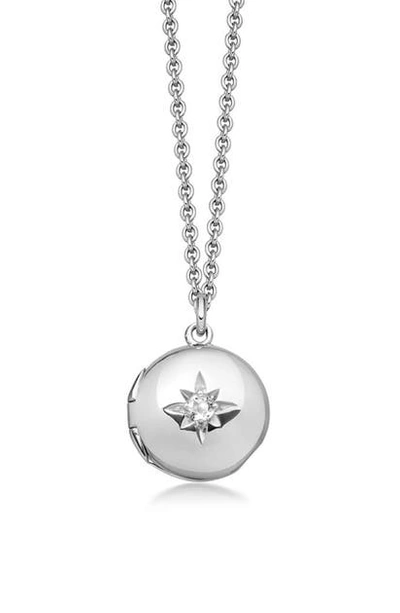 Shop Astley Clarke Sapphire Biography Locket Necklace In Silver