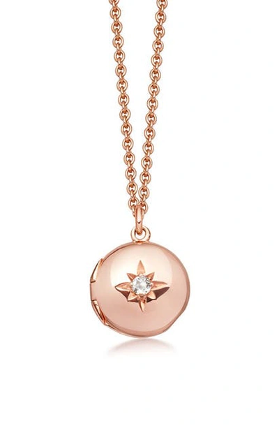 Shop Astley Clarke Sapphire Biography Locket Necklace In Rose Gold