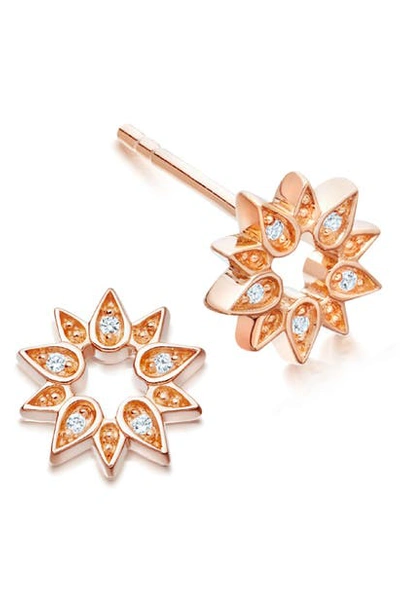 Shop Astley Clarke Mini Sun Biography Stud Earrings In Rose Gold