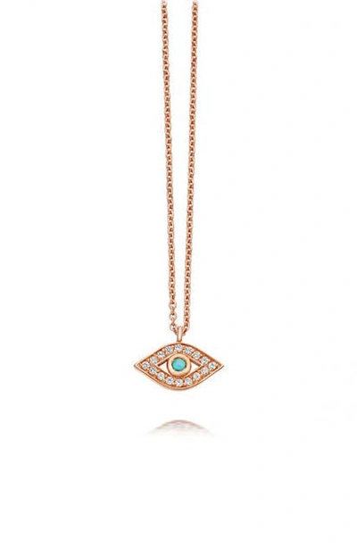 Shop Astley Clarke Evil Eye Biography Pendant Necklace In Rose Gold