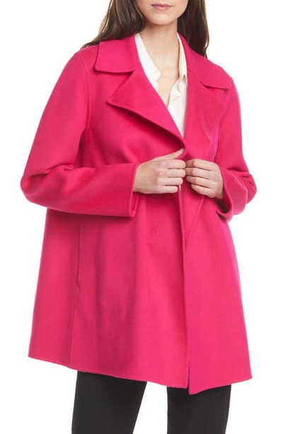 Shop Theory Wool & Cashmere Overlay Coat In Magenta