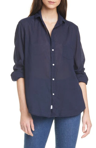 Shop Frank & Eileen Cotton Voile Button-up Shirt In Navy Voile