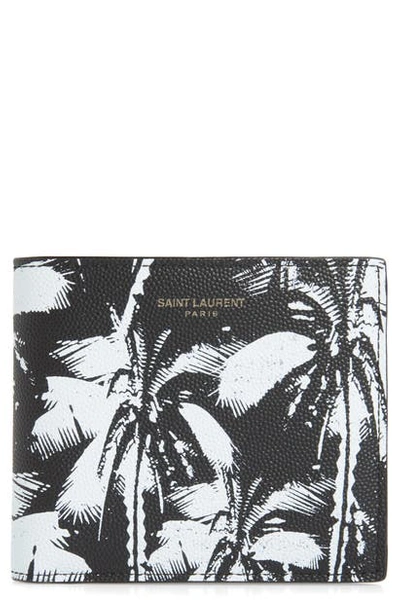Shop Saint Laurent Palm Leaf Leather Wallet In Black