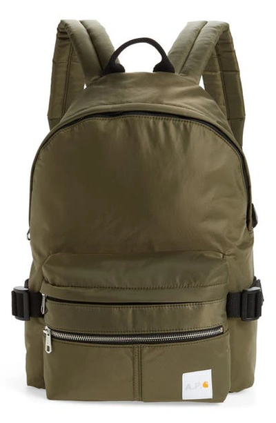 Shop A.p.c. X Carhartt Work In Progress Nylon Backpack In Green