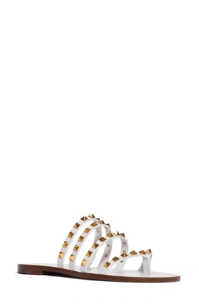 Shop Valentino Rockstud Flair Slide Sandal In White