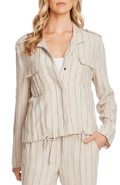 Shop Vince Camuto Stripe Linen Blend Jacket In Lt Stone