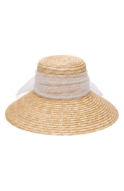 Shop Eugenia Kim Annabelle Mesh Bow Sun Hat In Natural/ Ivory