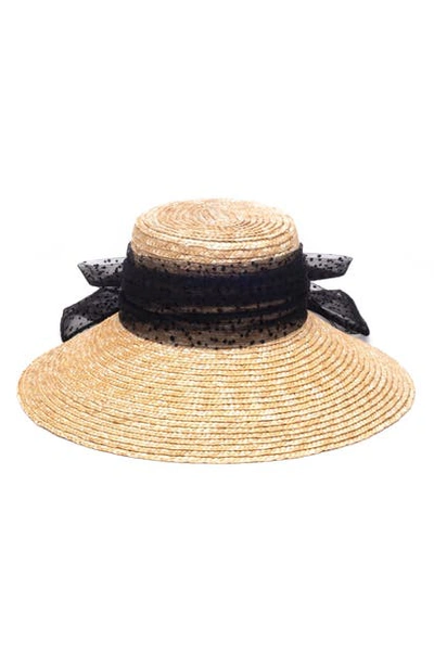 Shop Eugenia Kim Annabelle Mesh Bow Sun Hat In Natural/ Black