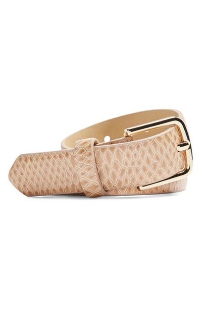 Shop Topshop Crocodile Smart Belt In Nude